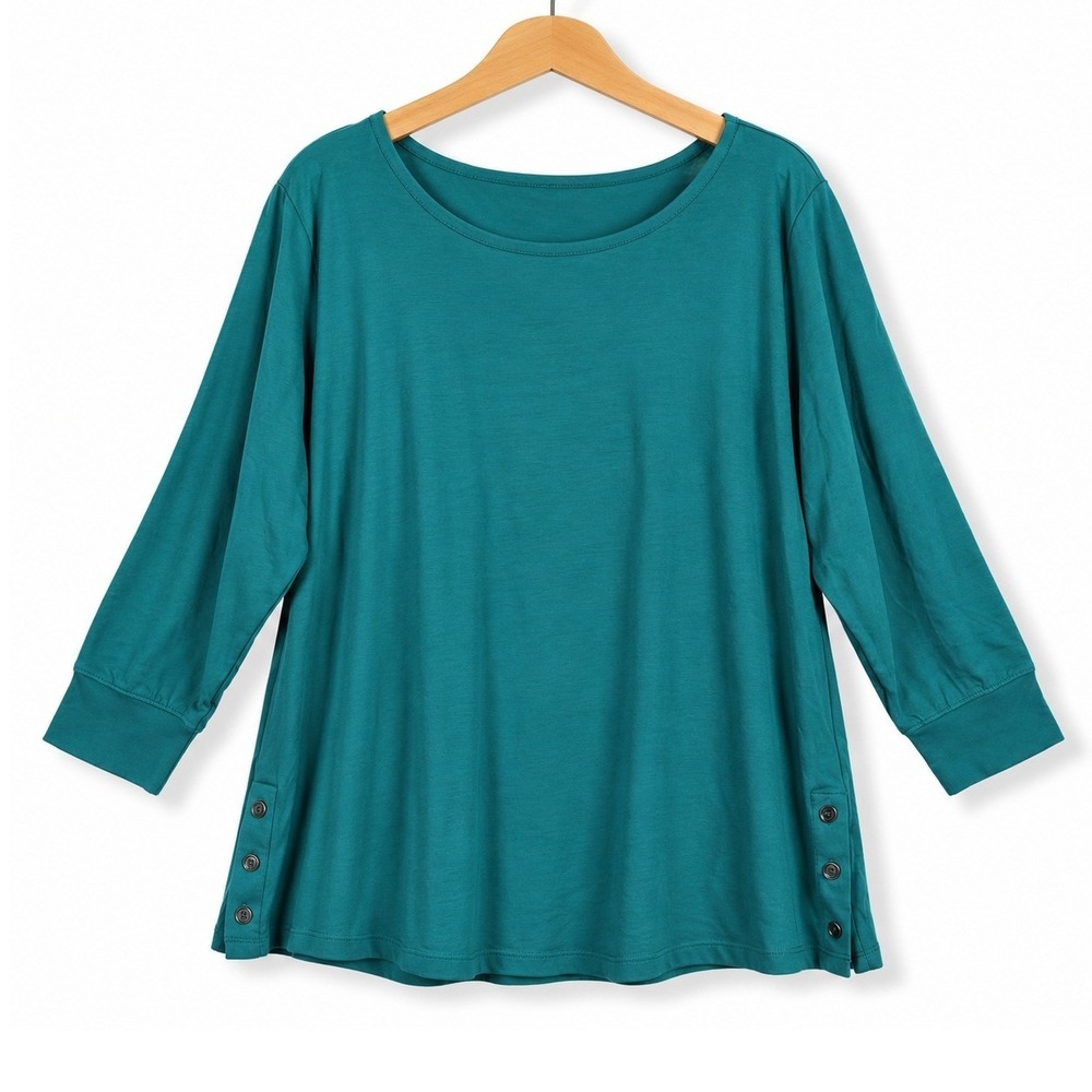 Denim & Co Essentials 2X Petite Rich Jade Perfect Jersey Boat Neck Tunic A677992